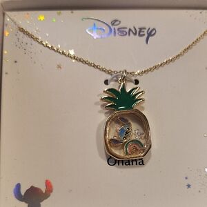 Disney Green & Gold Pineapple Ohana Pendant Necklace